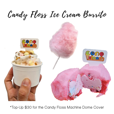 Candy Floss Ice Cream Burrito with Toppings Package